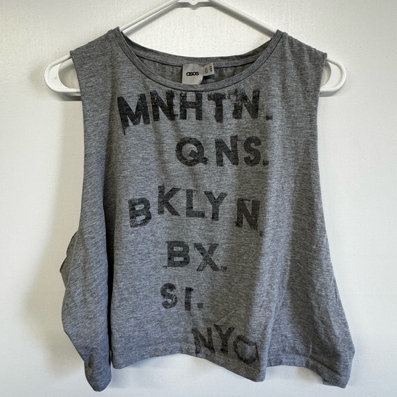 ASOS Tops - ASOS grey New York cut out tank top size 14